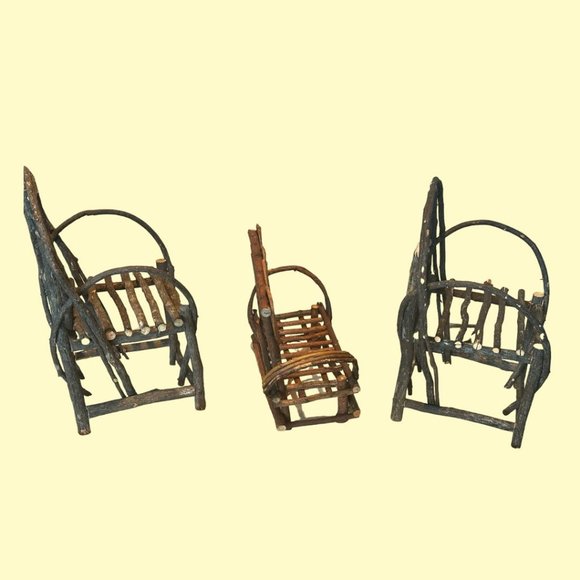 VINTAGE HANDMADE TWIG CHAIRS (3 AVAIL) & COUCHES (2 AVAIL) - Picture 9 of 11